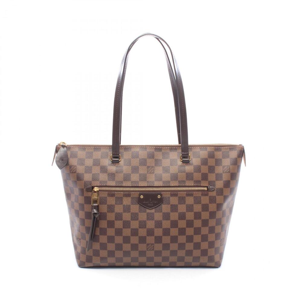 Louis Vuitton IENA MM Damier Ebene Tote Bag Handbag, Coated Canvas and Leathe...